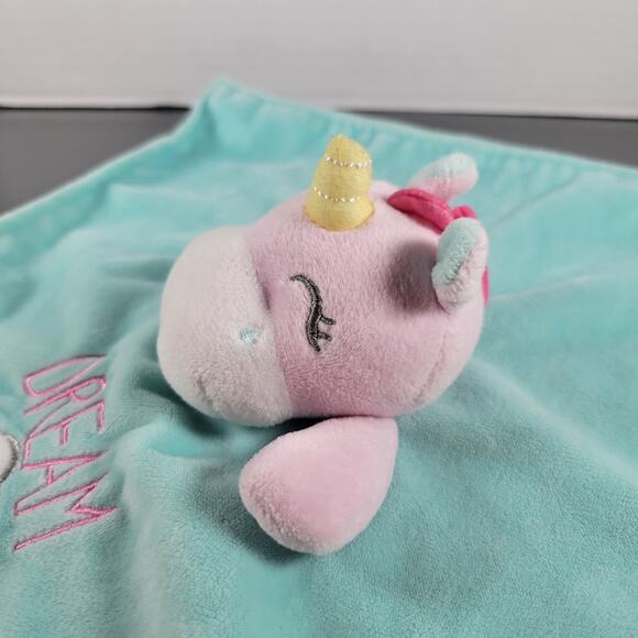 Baby Starters Unicorn Lovey Security Blanket Rattle Pink Teal Little Dream Plush - Picture 8 of 10